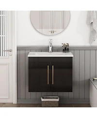 Sillysis Wall Mounted Bathroom Vanity with Sink, Double Doors, Soft Close Hinges