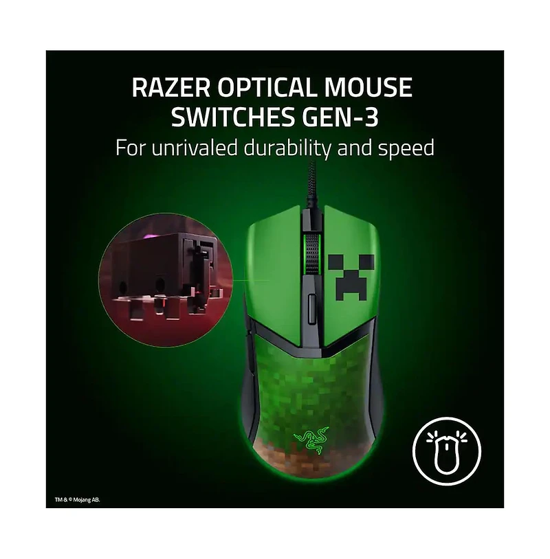 Razer Cobra Minecraft Edition Wired Gaming Mouse with Rgb Lighting and Precision Sensor