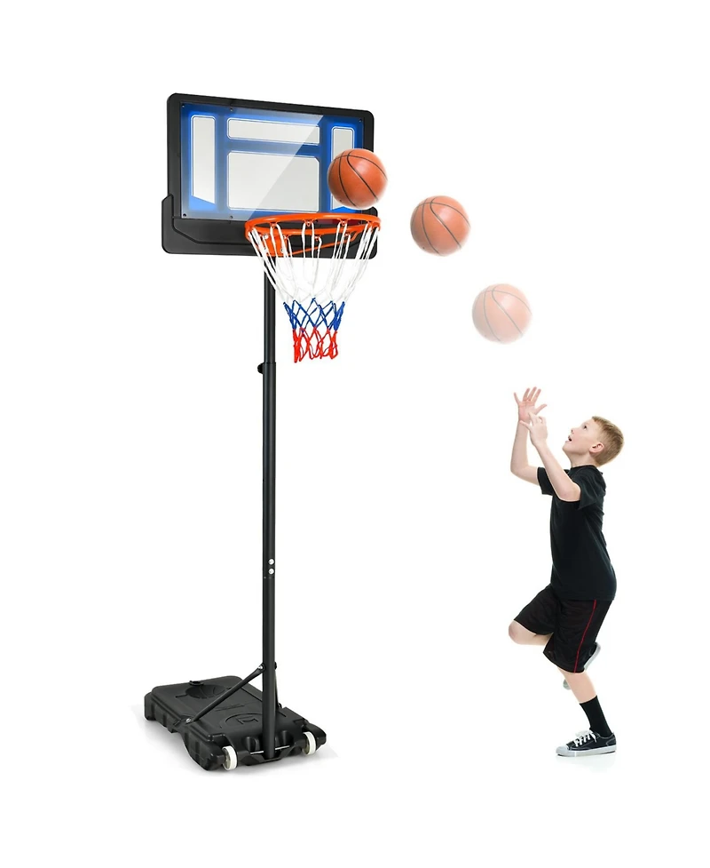 Outdoor Basketball Hoop with Wheels Adjustable Height Stand
