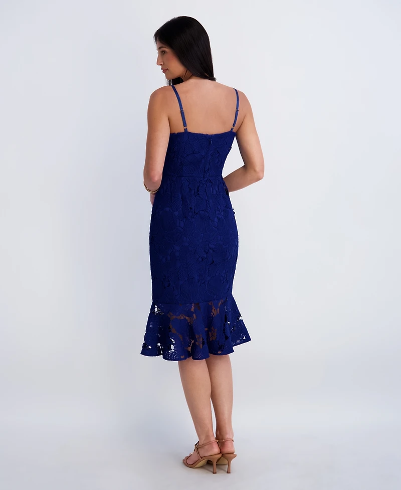 Siena Women's Lace Flounce Sweetheart Neck Dress