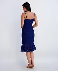 Siena Women's Lace Flounce Sweetheart Neck Dress