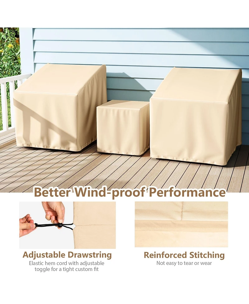 Sugift Three-Piece Waterproof Outdoor Bistro Furniture Cover Set