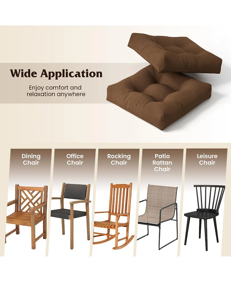 Gouun Reversible Patio Chair Seat Cushion Pads, Set of 2