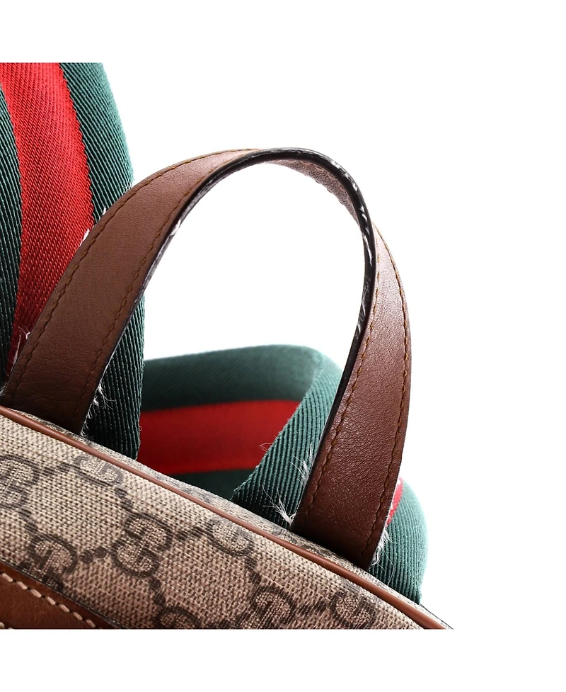 Pre-Owned Gucci Small Zip Pocket Backpack Embroidered Gg Coated Canvas