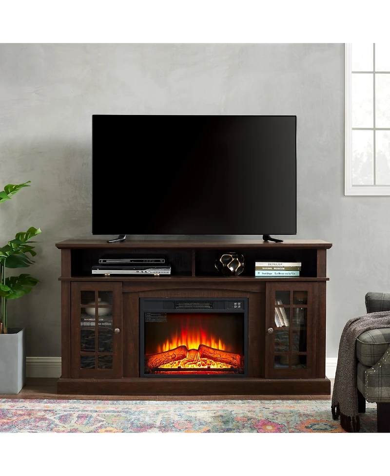 Storage Cabinet with 23" Electric Fireplace Tv Stand