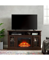 Storage Cabinet with 23" Electric Fireplace Tv Stand