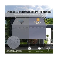 Sugift 118 in Manual Retractable Patio Awning Sunshade Shelter with 39 in Drop Down Curtain