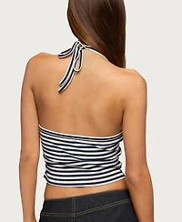 Edikted Women's Velma Striped Ribbed Halter Top