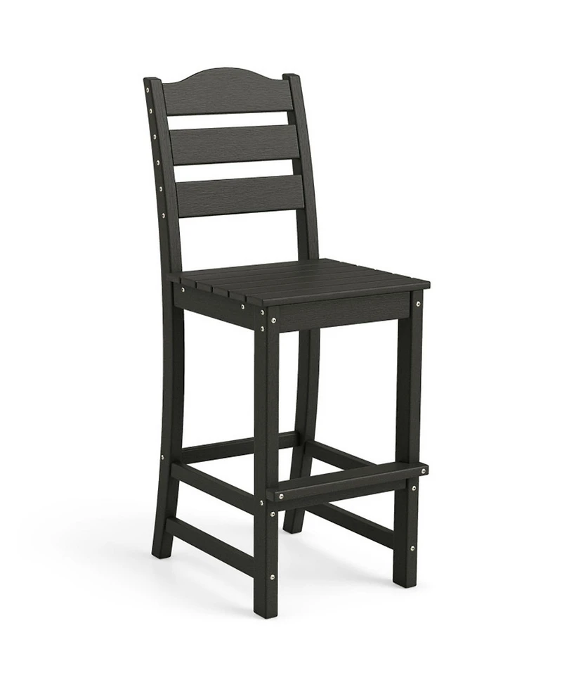 Gouun Outdoor Hdpe Counter Height Bar Stool with Back, Armrests and Built-In Footrest