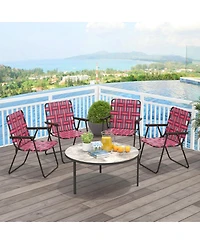 GOUUNSet of 4 Folding Steel and Pe Webbing Beach Chairs, 265 lbs Capacity Each