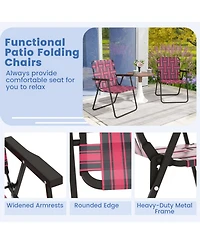 GOUUNSet of 4 Folding Steel and Pe Webbing Beach Chairs, 265 lbs Capacity Each