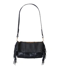 Carlos Falchi Large Fringe Leather Crossbody Messenger