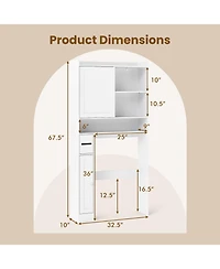 Gymax Over the Toilet Cabinet Space-saving Bathroom Storage Organizer w/ Sliding Door