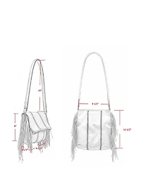 Carlos Falchi Medium Fringe Leather Crossbody Messenger