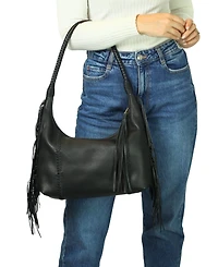 Carlos Falchi Fringe Leather Hobo Bag