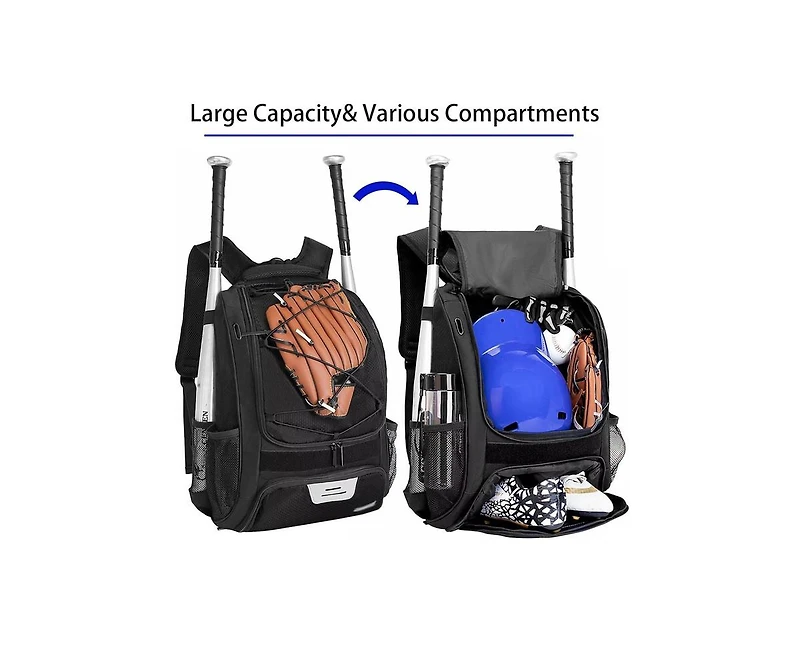 Furlihong Baseball Bag Softball Backpack for Youth and Adult - T Ball Bat Equipment with Helmet Holders Shoe Compartmen