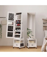 gaomon Jewellery Cabinet Jewellery Organiser With 360degree(s) Swivel Body Full Length Mirror With Locking Cabinet