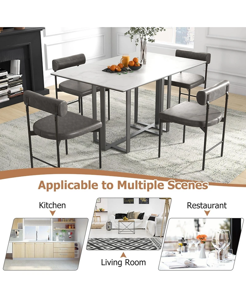 Gymax Dining Chair Set of Faux Leather Upholstered Kitchen Side Chair w/ Curved