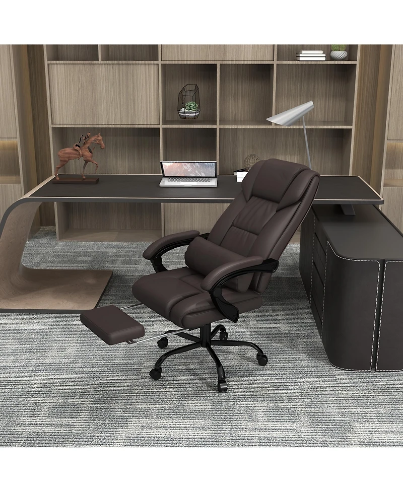 Boyel Living High Back Massage Office Chair with 6 Vibration Points Pu Leather Reclining