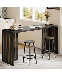 Tribesigns Bar Table, 63-Inch Counter Height Pub Industrial Rectangular High Top Kitchen & Dining Tables with Louvere