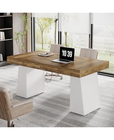 Tribesigns 55" Executive Wooden Desk with Double Pedestal
