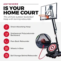 Ie Sports Portable Basketball Hoop, Adjustable Height, 54" Backboard and Rebounder