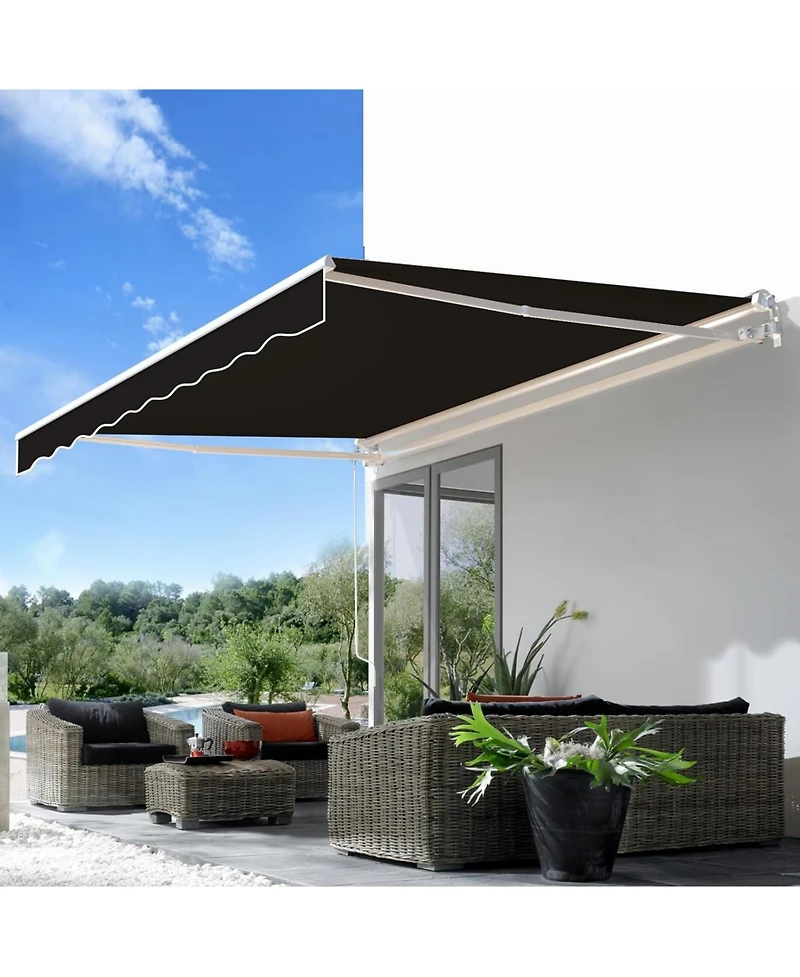 Aecojoy 13'x10' Manual Retractable Awning Sun Shade, Patio Canopy