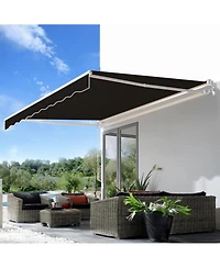 Aecojoy 13'x10' Manual Retractable Awning Sun Shade, Patio Canopy