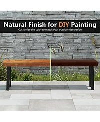 Gouun Outdoor Backless Acacia Wood Bench for 2-3 People