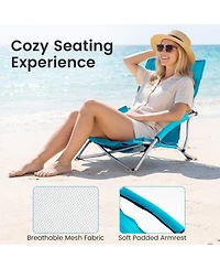 Gouun Set of 2 Lightweight Folding Beach Chairs with Padded Armrests