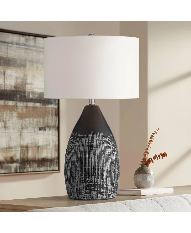 360 Lighting Tabira 28 1/4" Tall Modern End 3-Way Table Lamp Black Finish Ceramic Single Living Room Bedroom