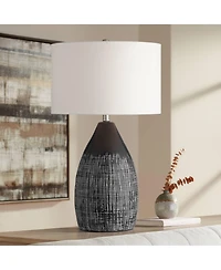 360 Lighting Tabira 28 1/4" Tall Modern End 3-Way Table Lamp Black Finish Ceramic Single Living Room Bedroom