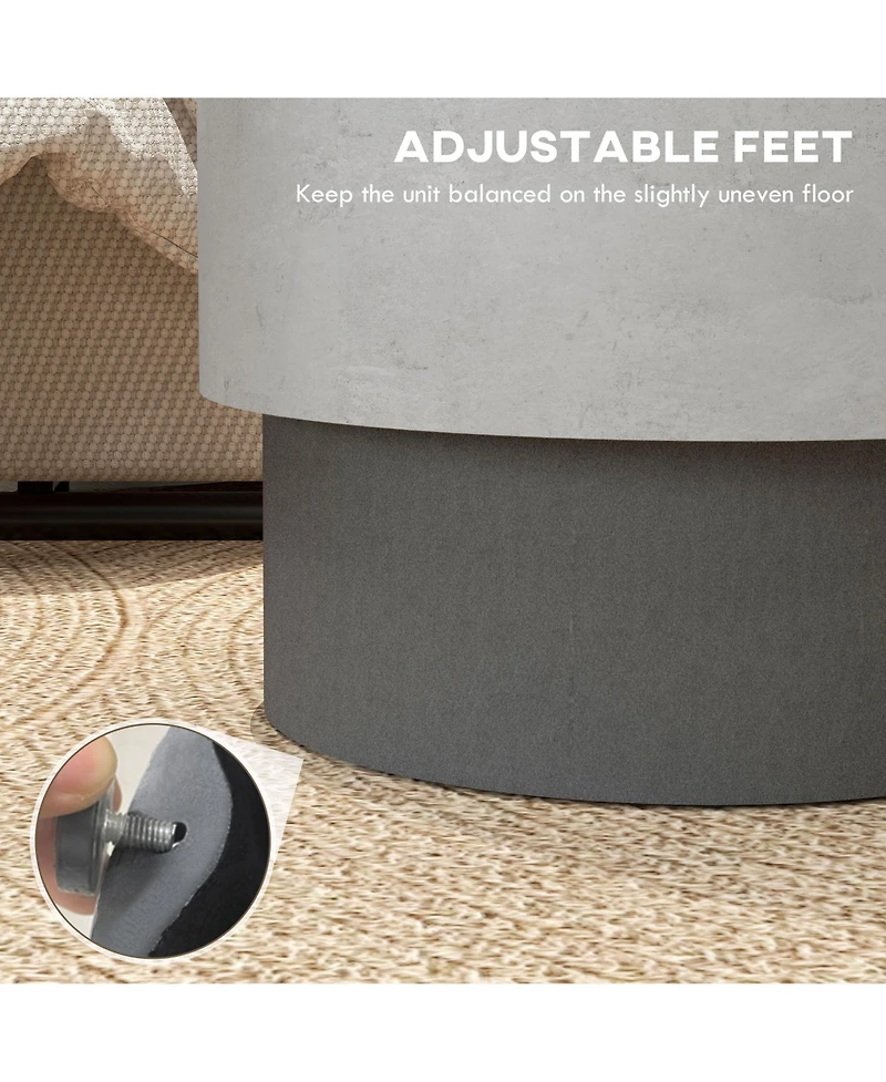 Homcom Concrete Finish Accent Table, Round Side Table,
