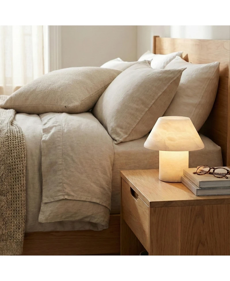 Brightech Alora Solid Alabaster Led Table Lamp with Empire Shade