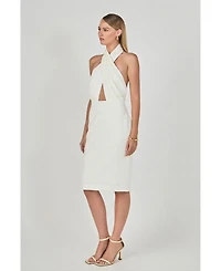 endless rose Women's Draped Halter Midi Dress