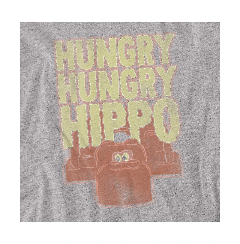 Logovision Men's Hungry Hippos Wavy Logo with Big Red Hippo T Shirt