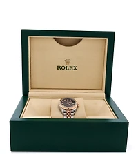 Pre-Owned Rolex Oyster Perpetual Datejust Chocolate Brown Automatic Watch in Stainless Steel and Rose Gold 28mm