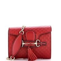 Pre-Owned Gucci Mini Emily Chain Flap Bag Microguccissima Leather
