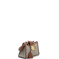 Pre-Owned Gucci Small Padlock Chain Tote Gg Coated Canvas with Leather