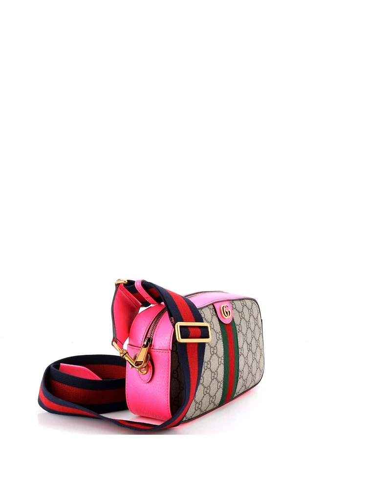 Pre-Owned Gucci Small Ophidia Convertible Camera Bag Gg Coated Canvas with Leather