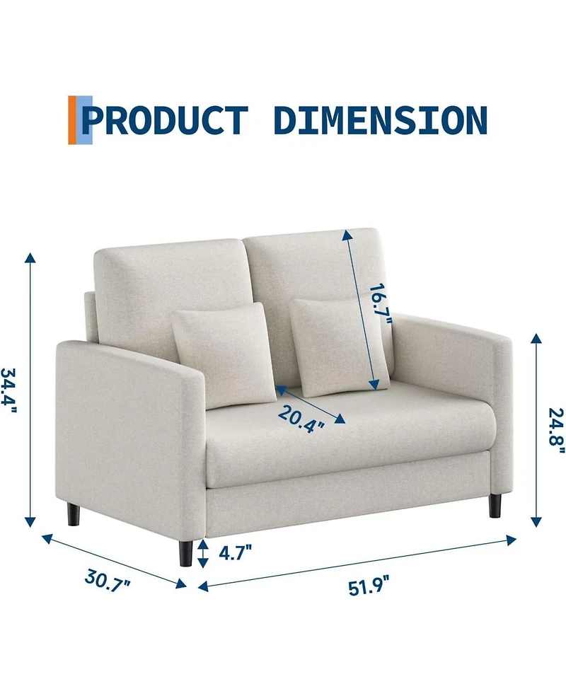 gaomon Loveseat Sofa, Mid Century Sofa Accent Chair, Solid Wood Frame, Tool-Free Assembly, Comfy Sofa Couch for Bedroom
