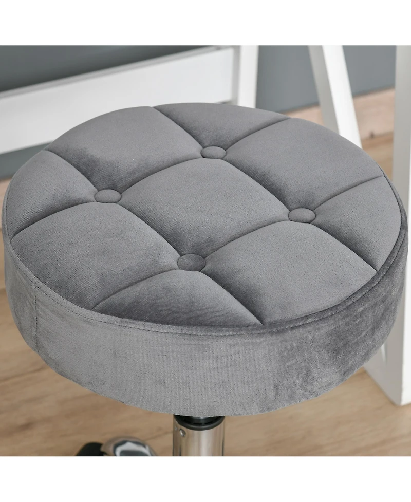 Homcom Round Vanity Stool with Height Adjustable Lift & Luxury Style Upholstery