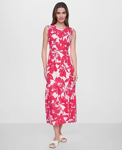 Dkny Women's Sleeveless Printed Midi Dress