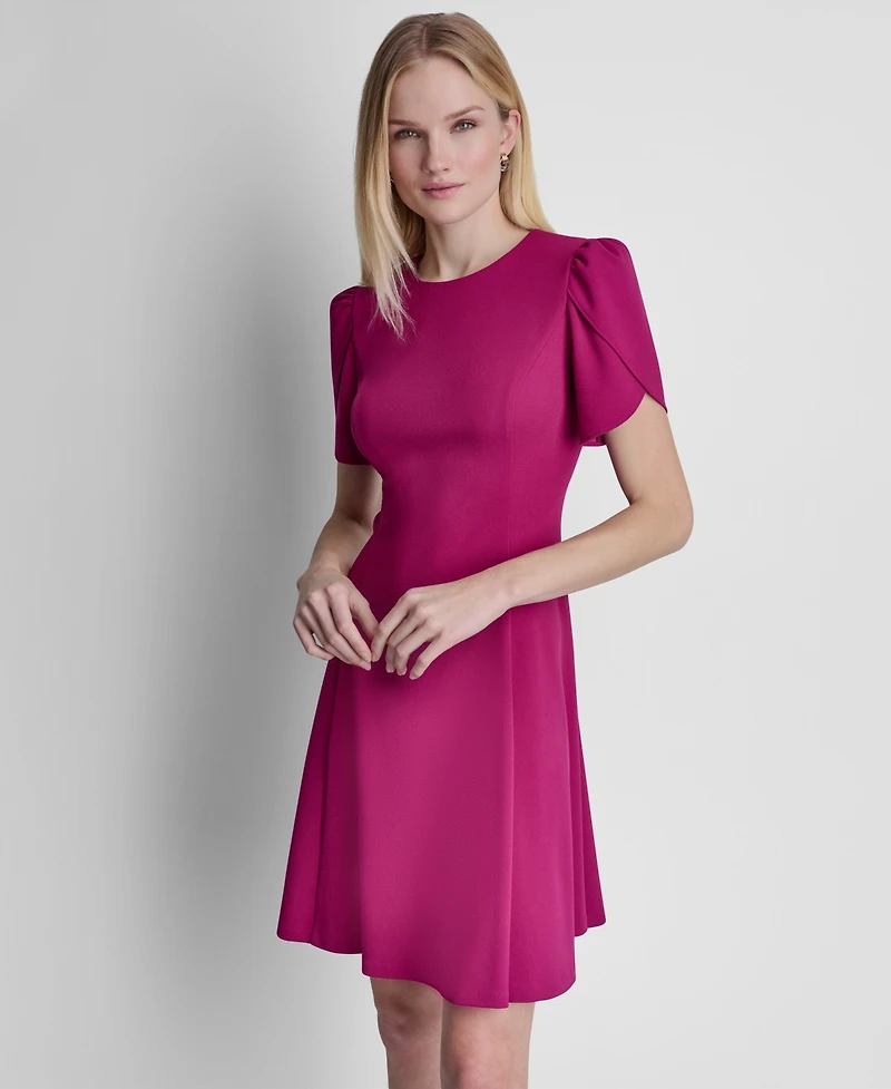 Dkny Women's Tulip Sleeve Fit and Flare Dress