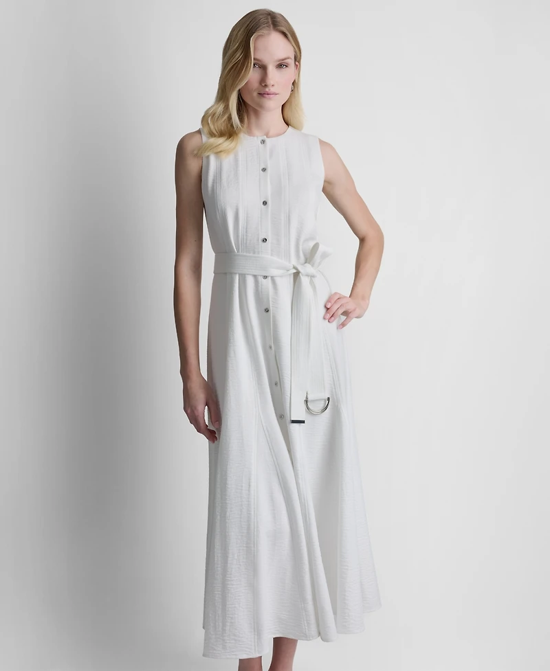 Dkny Women's Sleeveless Belted Midi Dress