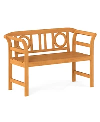 Gymax 47'' Outdoor Loveseat Bench Curved Armrests for Backyard Front Porch Deck