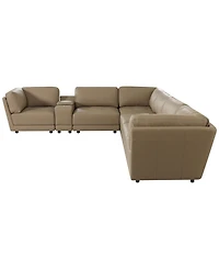 Versa 7-Pc. L-Shape Leather Sectional with Console