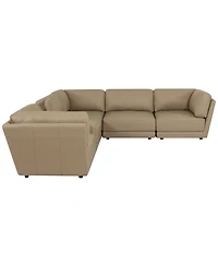 Versa 6-Pc. L-Shape Leather Sectional with Console