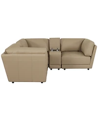 Versa 5-Pc. L-Shape Leather Sectional with 2 Consoles