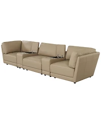 Versa 5-Pc. Leather Sofa with 2 Consoles